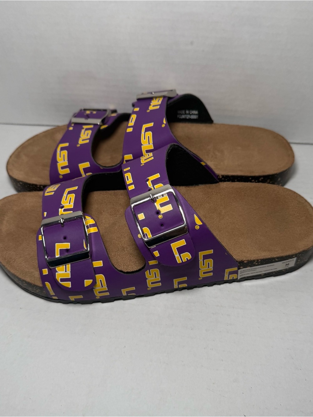NEW FOCO LSU Tigers Mini Print Double Buckle Sandal Women’s 7/8